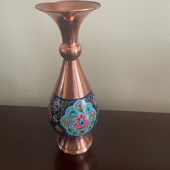 Persian Hand painted Copper Vase - Picture 5 of 8